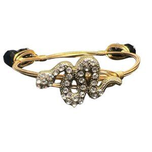 Snake & Glass Bead Wire Wrap Bracelet